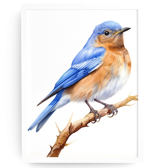 Creative Path Studios Other - Watercolor Eastern Bluebird Wall Art Illustration Print Poster Unframed